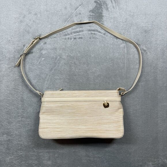 Etienne Aigner Shoulder Bag Beige Jute & Polyester Multi-Compartment Classic - Picture 1 of 16